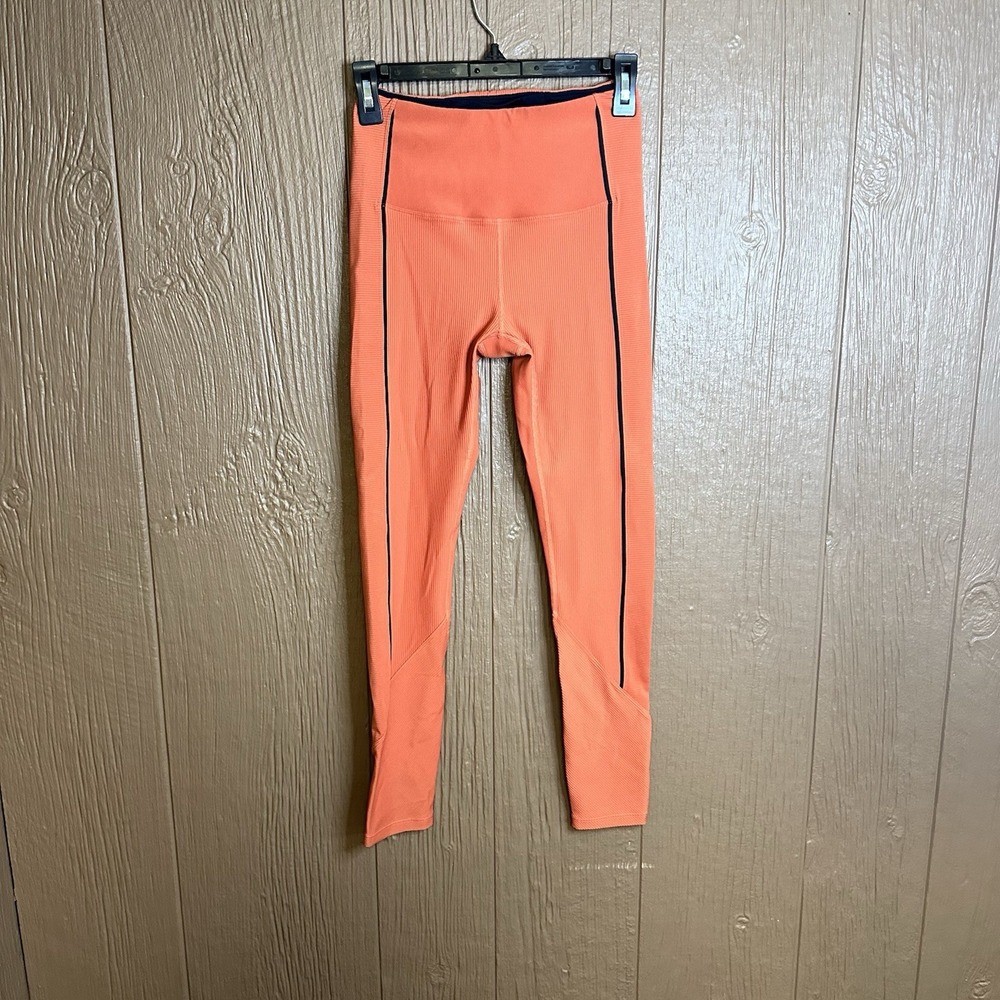 Zyia Active Burnt Orange‎ Ribbed Premium Leggings 7/8 Length Size 6-8 M Athletic